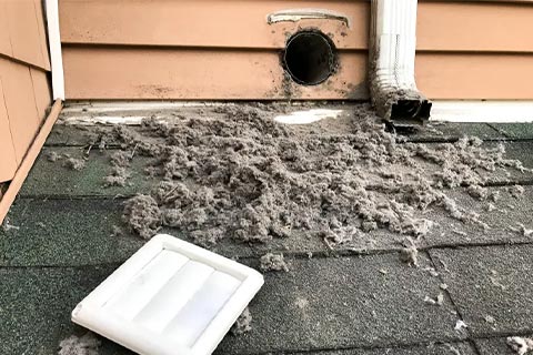 Exterior vent cleaned of lint
